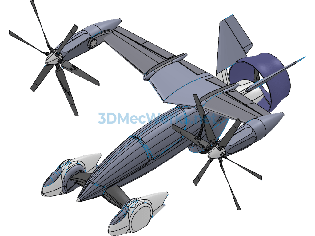Tf-X Flying Concept Car (proe Design) - Creo - Free Download Tf-X Flying Concept Car (proe Design) - Image 4