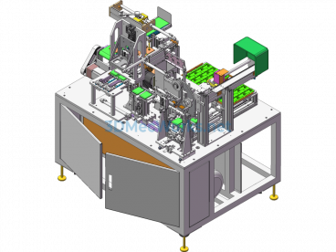 Square Lithium-Ion Battery Adhesive Application And Casing Machine (Automatic Insertion Of Lithium Battery Cells Into Aluminum Cases) - SolidWorks - Free Download