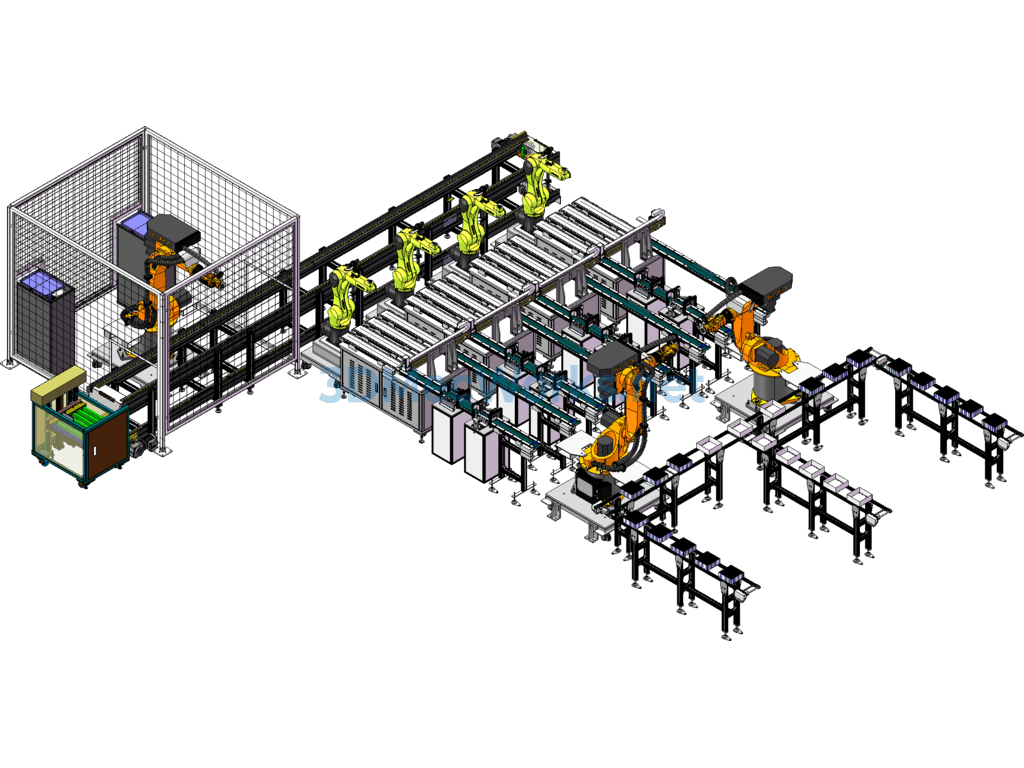 Design of a Battery Cell Double-Speed Chain Production Line - SolidWorks - Free Download Design of a Battery Cell Double-Speed Chain Production Line - Image 2