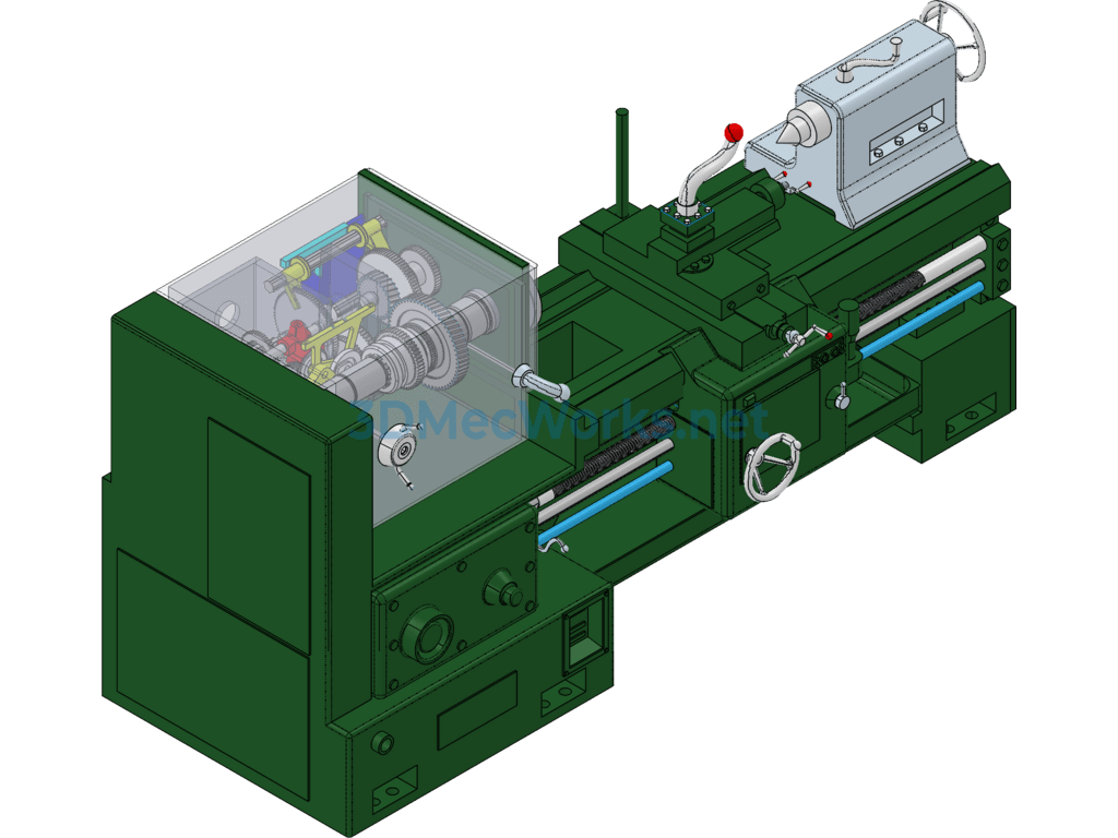 Ordinary Lathe Ca6140 Ultra-Detailed 3d Drawings - ProE Creo.Elements - Free Download Ordinary Lathe Ca6140 Ultra-Detailed 3d Drawings - Image 2