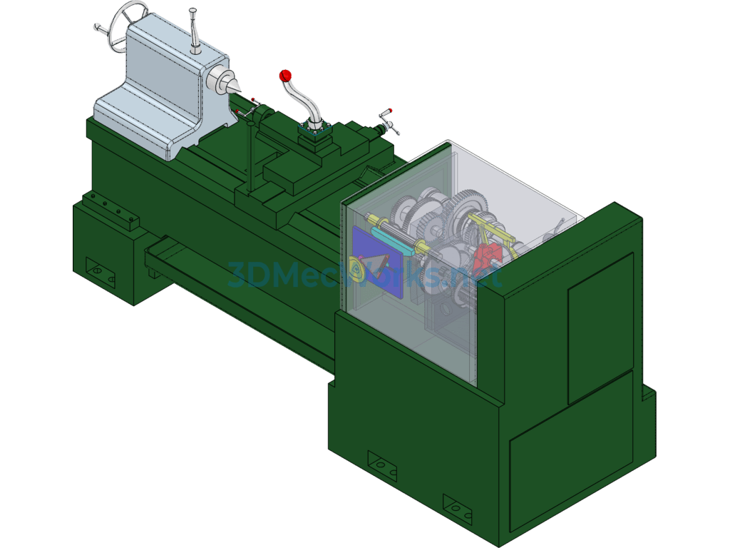 Ordinary Lathe Ca6140 Ultra-Detailed 3d Drawings - ProE Creo.Elements - Free Download Ordinary Lathe Ca6140 Ultra-Detailed 3d Drawings - Image 3