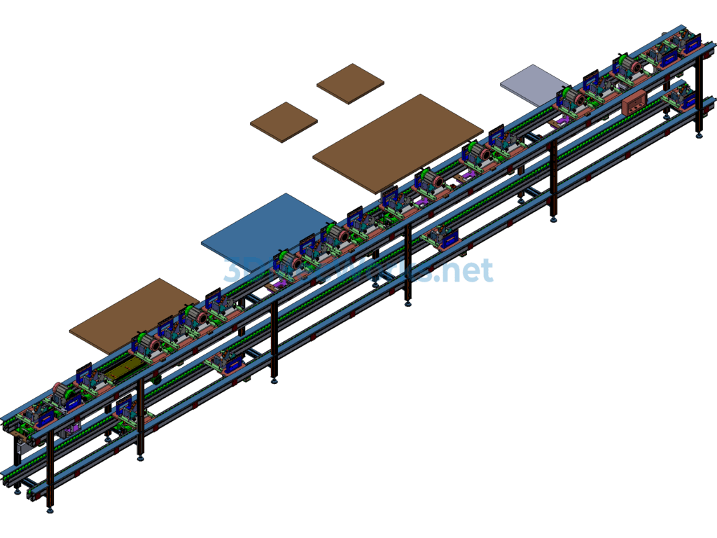 Double-Speed Chain Conveyor Motor Automatic Twisting Machine and Tooling Fixture Assembly Line - ProE Creo.Elements - Free Download Double-Speed Chain Conveyor Motor Automatic Twisting Machine and Tooling Fixture Assembly Line - Image 2