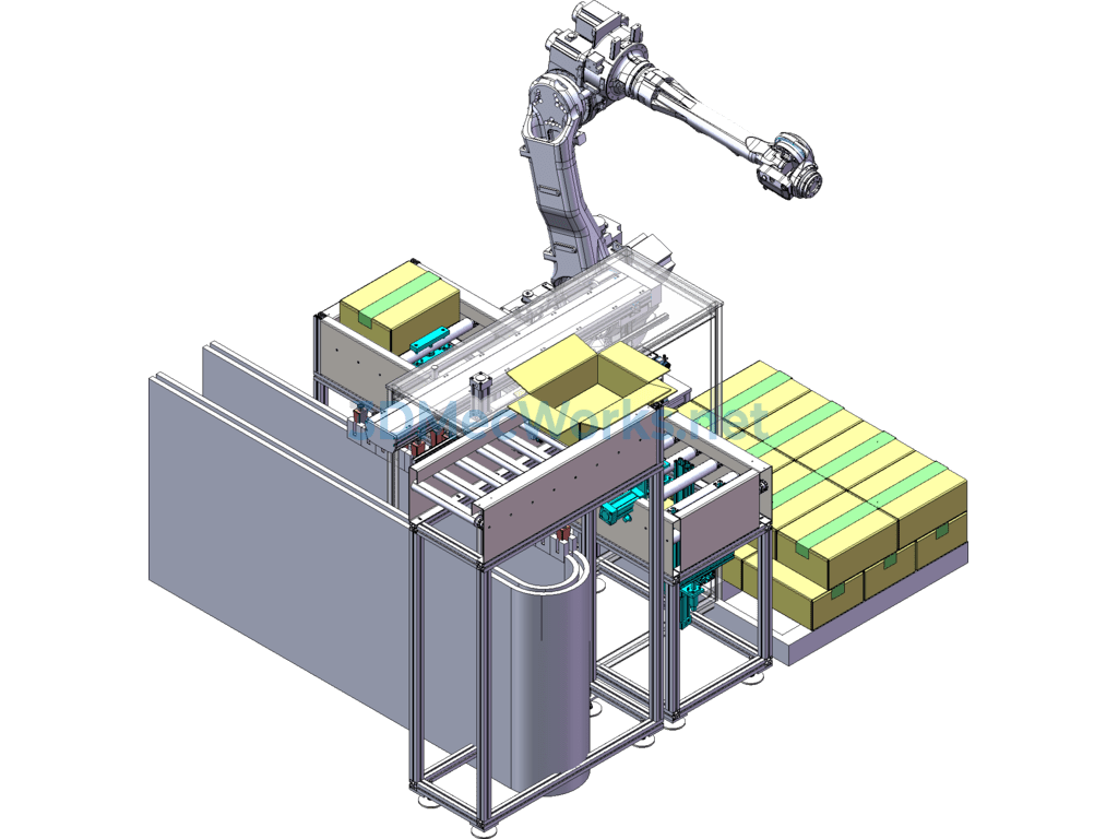 Automatic Unboxing and Feeding Conveyor Assembly (includes Detailed Ppt Instructions) - SolidWorks - Free Download Automatic Unboxing and Feeding Conveyor Assembly (includes Detailed Ppt Instructions) - Image 3