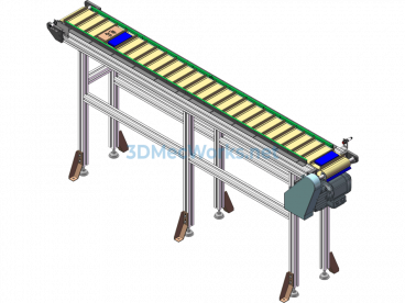 3D Belt Conveyor Line + Engineering Drawing (Original) - SolidWorks - Free Download