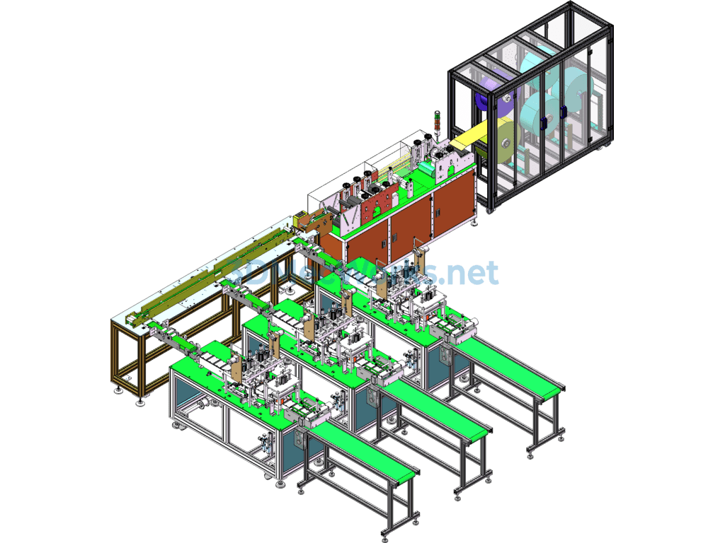 One-To-Three Mask Production Line / Fully Automatic Flat Mask Machine - SolidWorks - Free Download One-To-Three Mask Production Line / Fully Automatic Flat Mask Machine - Image 2