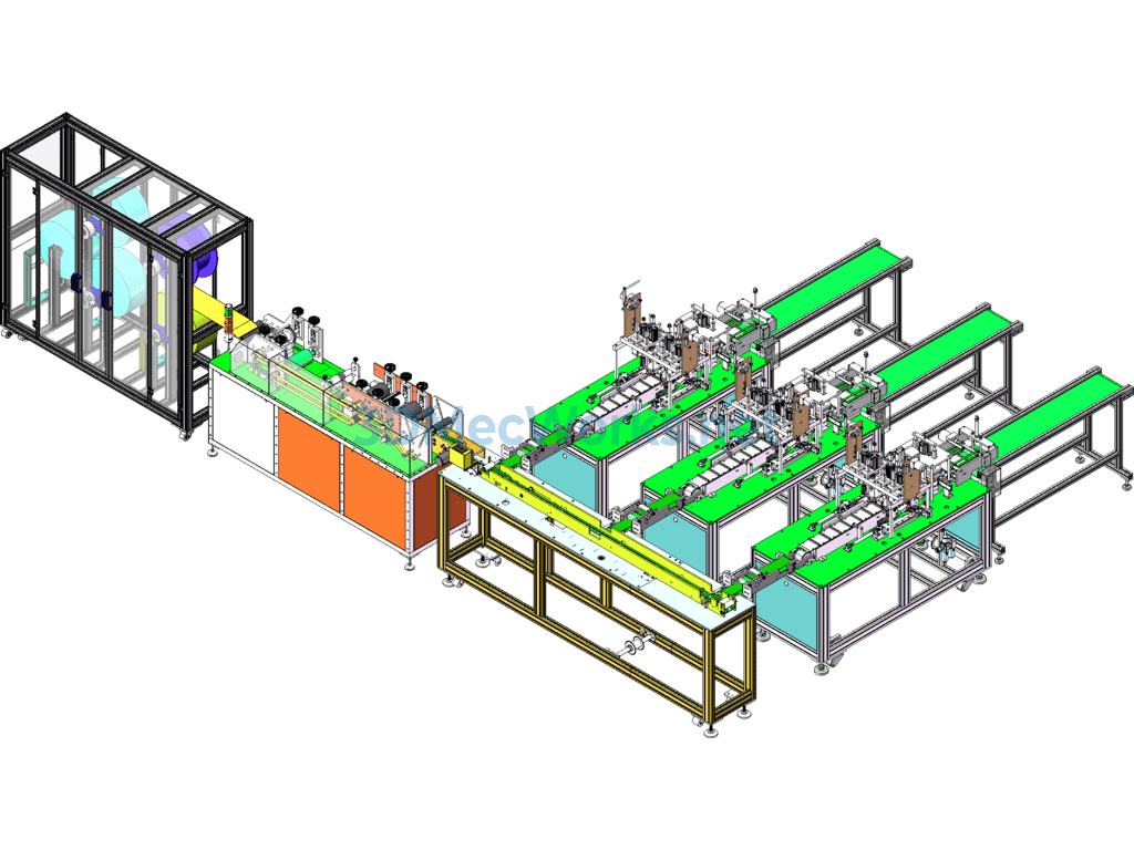 One-To-Three Mask Production Line / Fully Automatic Flat Mask Machine - SolidWorks - Free Download One-To-Three Mask Production Line / Fully Automatic Flat Mask Machine - Image 3