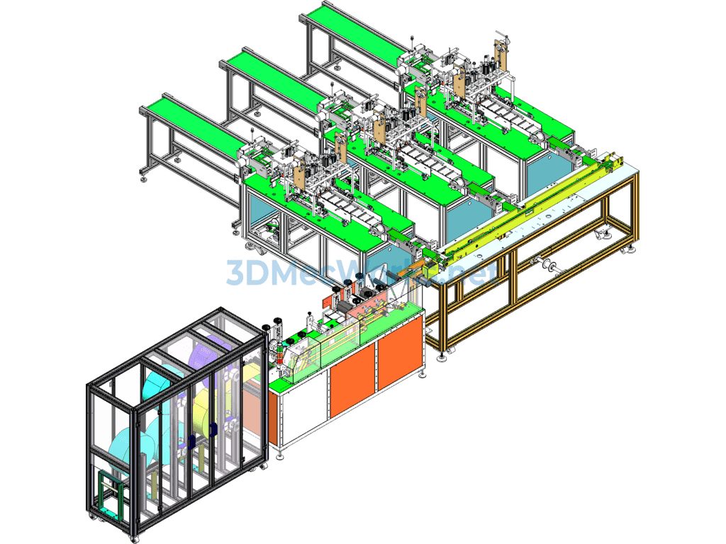 One-To-Three Mask Production Line / Fully Automatic Flat Mask Machine - SolidWorks - Free Download One-To-Three Mask Production Line / Fully Automatic Flat Mask Machine - Image 4