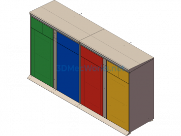Practical Waste Sorting And Recycling Cabinet - SolidWorks - Free Download