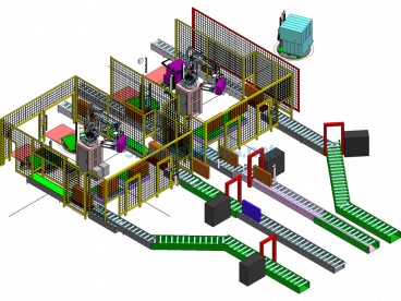 Two-Station Robot Palletizing Production Line - SolidWorks - Free Download