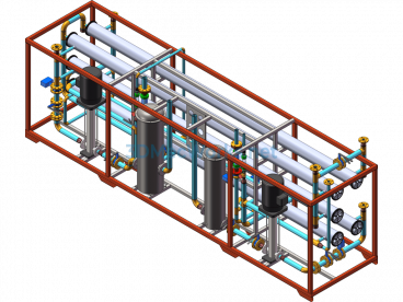 Two-Stage RO Water Treatment Reverse Osmosis Equipment - SolidWorks - Free Download
