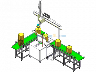 Automatic Installation And Stacking Production Line For Plastic Bucket Handles - SolidWorks - Free Download
