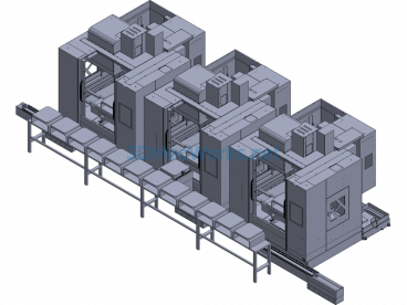 CNC Machine Tool Loading And Unloading Production Line - Exported - Free Download