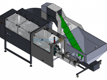 The Fully Automatic Bottle Unscrambler (Fully Parameterized) Is Used For Various Specification Shapes And Scenarios. - SolidWorks - Free Download