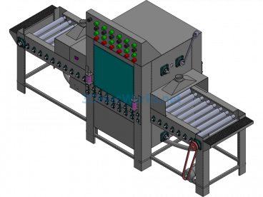 Rolling-Type Stainless Steel Double-Sided Automatic Sandblasting Machine - SolidWorks - Free Download
