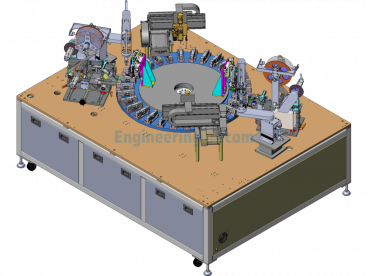 Semi-Automatic Rotary Table Type Pressure Sensor Assembly Film Sticking And Dispensing Integrated Machine - SolidWorks - Free Download