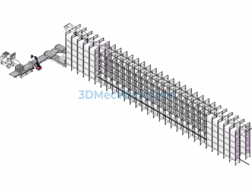 Yaskawa MH110 Robot Automated Palletizing Smart Warehouse Inbound And Outbound Application - SolidWorks - Free Download