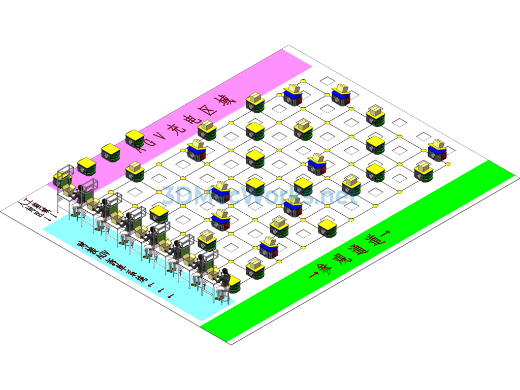 A Large E-Commerce Warehouse Order Delivery Agv Automatic Sorting System - SolidWorks - Free Download A Large E-Commerce Warehouse Order Delivery Agv Automatic Sorting System - Image 2