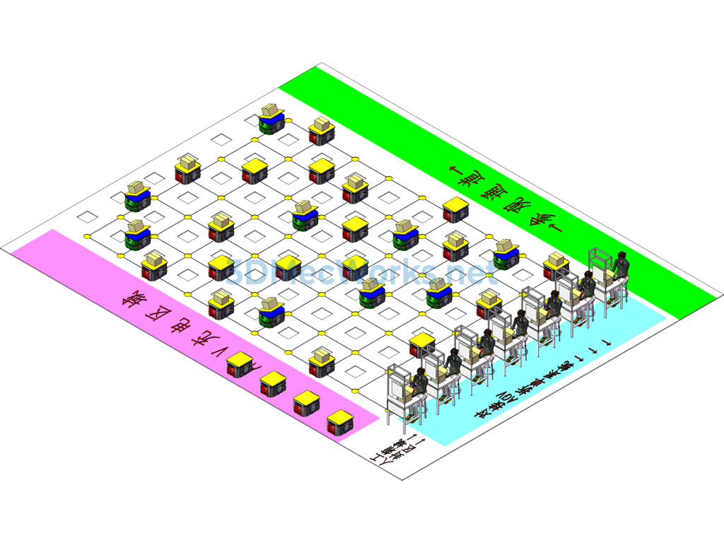 A Large E-Commerce Warehouse Order Delivery Agv Automatic Sorting System - SolidWorks - Free Download A Large E-Commerce Warehouse Order Delivery Agv Automatic Sorting System - Image 3