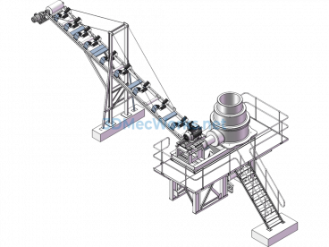 3D Model of Cone Crusher and Conveyor - SolidWorks - Free Download