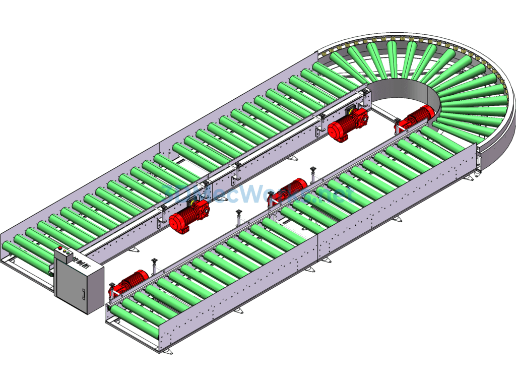 U-Shaped Powered Roller Conveyor - SolidWorks - Free Download U-Shaped Powered Roller Conveyor - Image 2