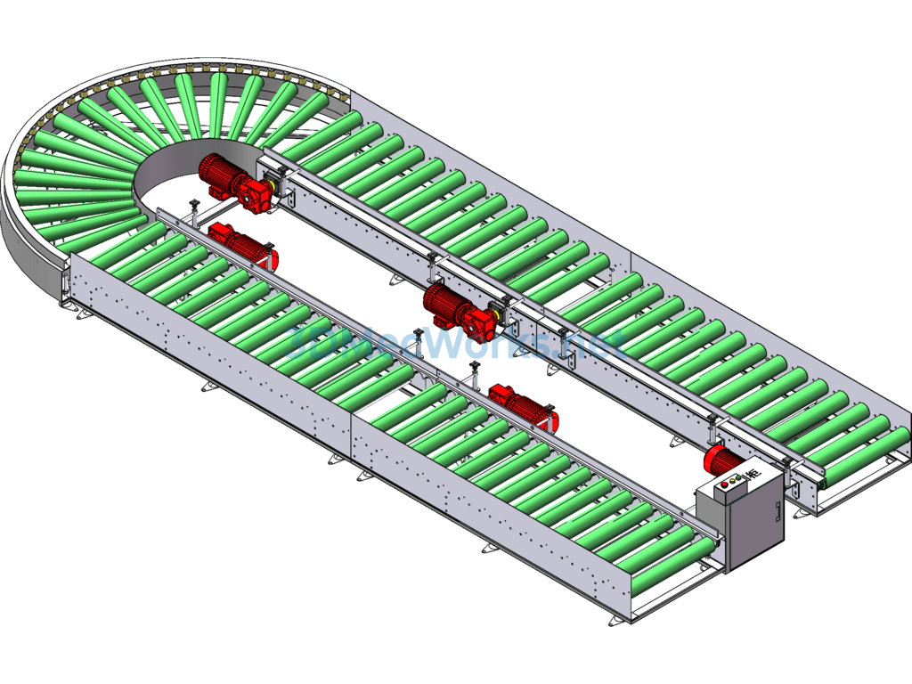 U-Shaped Powered Roller Conveyor - SolidWorks - Free Download U-Shaped Powered Roller Conveyor - Image 3