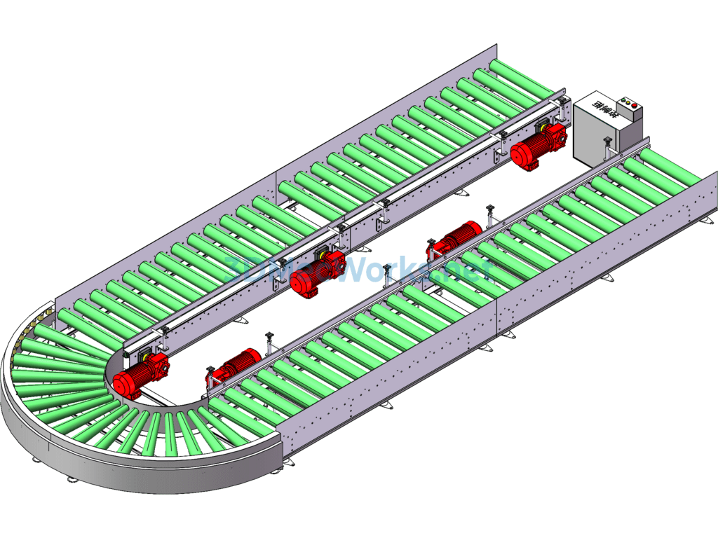 U-Shaped Powered Roller Conveyor - SolidWorks - Free Download U-Shaped Powered Roller Conveyor - Image 4