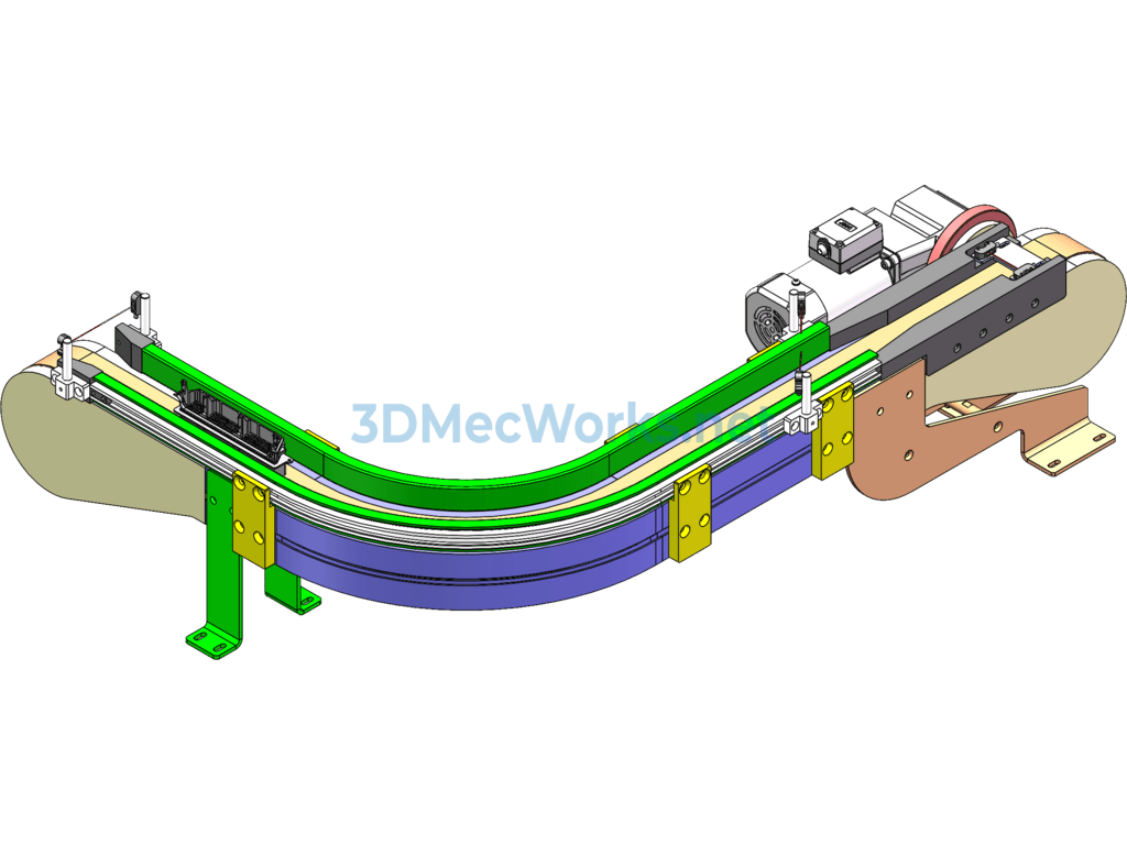 90-Degree Flexible Chain Plate Turning Line - SolidWorks - Free Download 90-Degree Flexible Chain Plate Turning Line