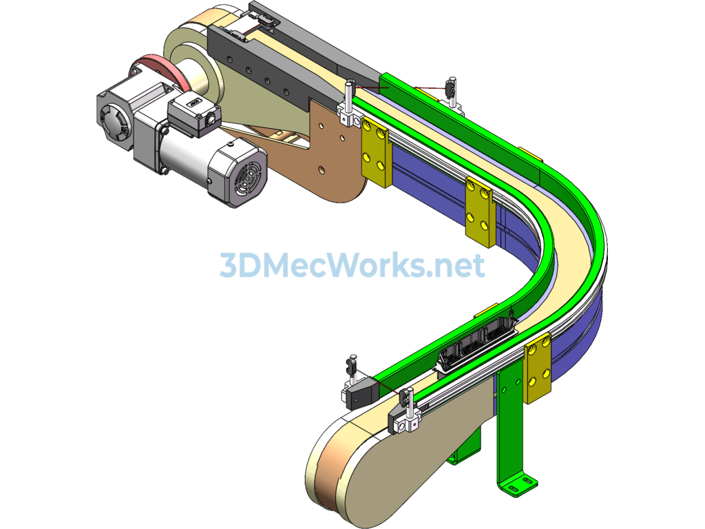 90-Degree Flexible Chain Plate Turning Line - SolidWorks - Free Download 90-Degree Flexible Chain Plate Turning Line - Image 2