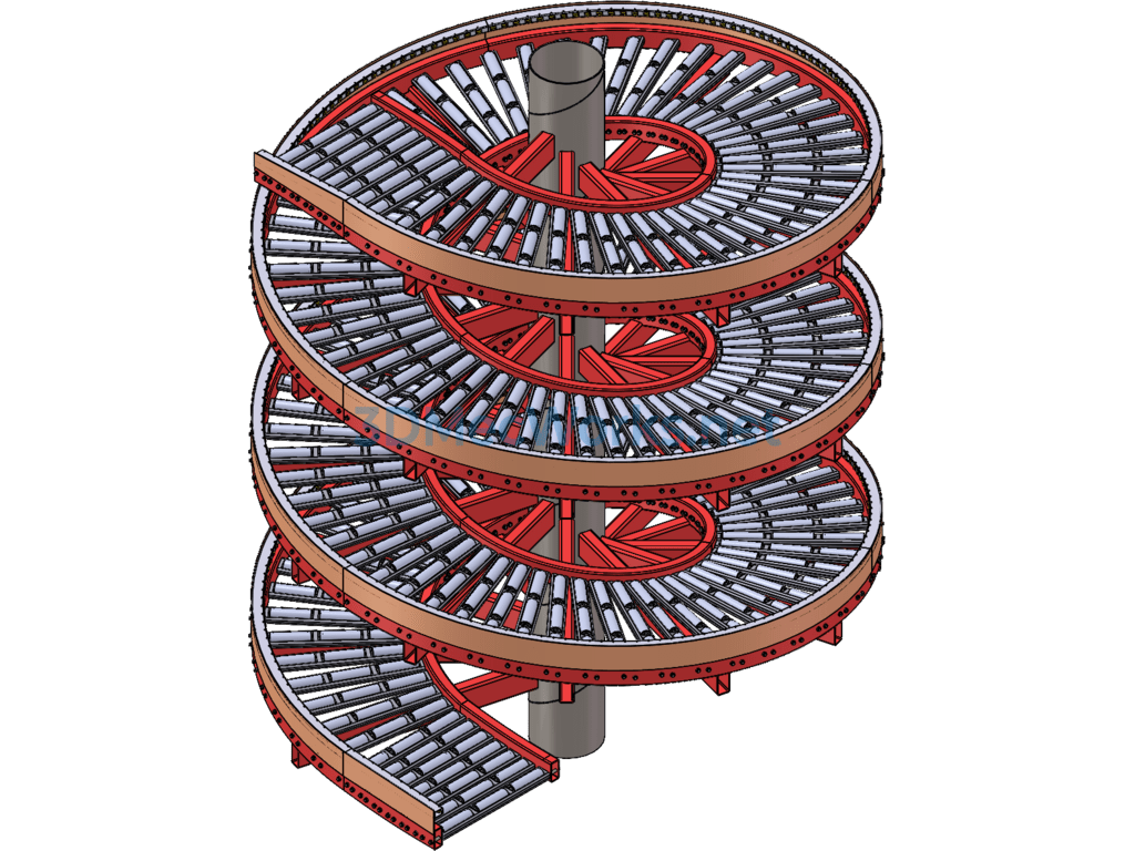 Spiral Gravity Roller Conveyor - SolidWorks - Free Download Spiral Gravity Roller Conveyor