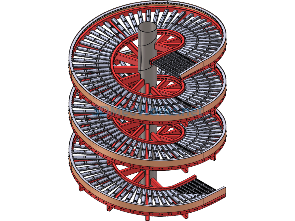 Spiral Gravity Roller Conveyor - SolidWorks - Free Download Spiral Gravity Roller Conveyor - Image 2