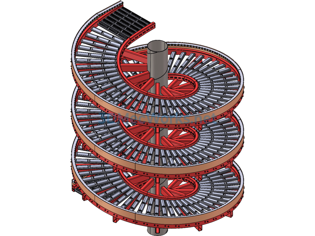 Spiral Gravity Roller Conveyor - SolidWorks - Free Download Spiral Gravity Roller Conveyor - Image 4
