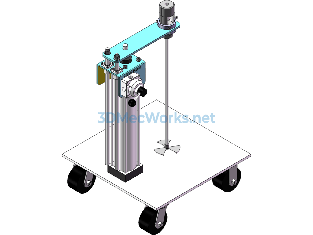 Trolley-Type Automatic Lifting Pneumatic Mixer - SolidWorks - Free Download Trolley-Type Automatic Lifting Pneumatic Mixer - Image 2
