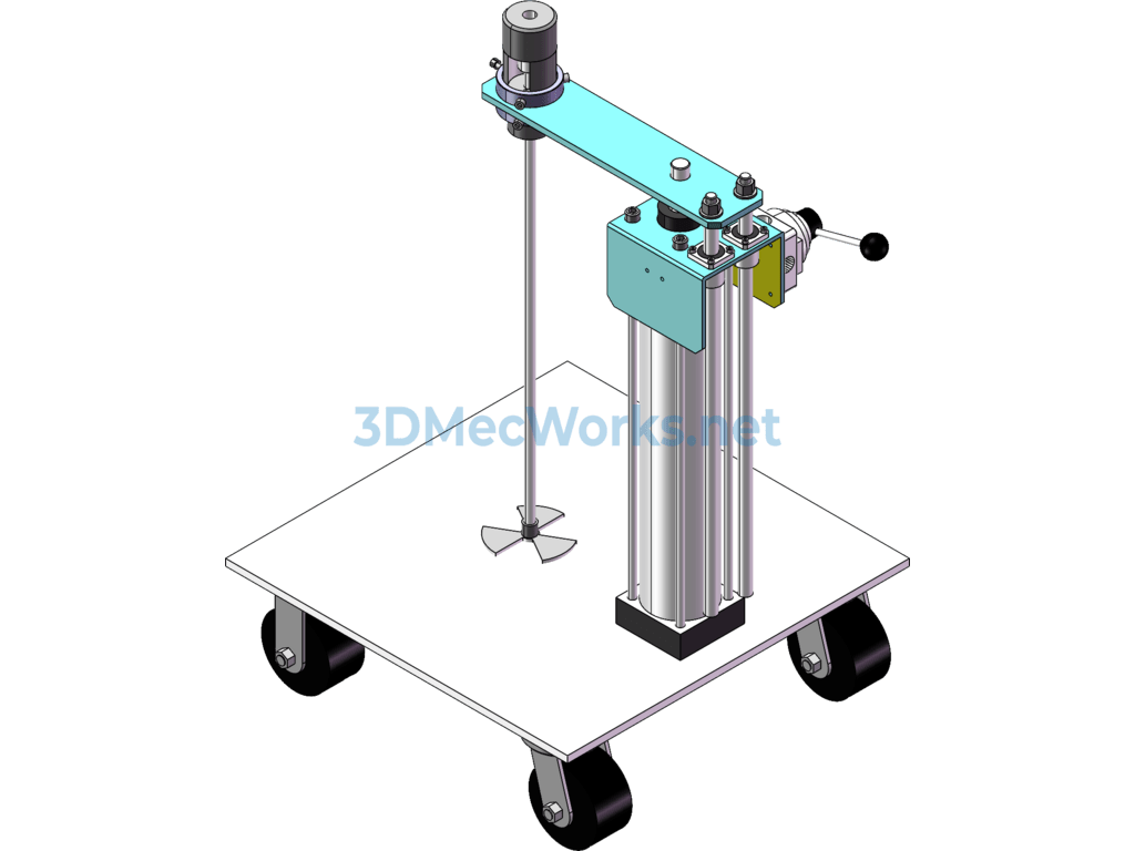 Trolley-Type Automatic Lifting Pneumatic Mixer - SolidWorks - Free Download Trolley-Type Automatic Lifting Pneumatic Mixer - Image 3