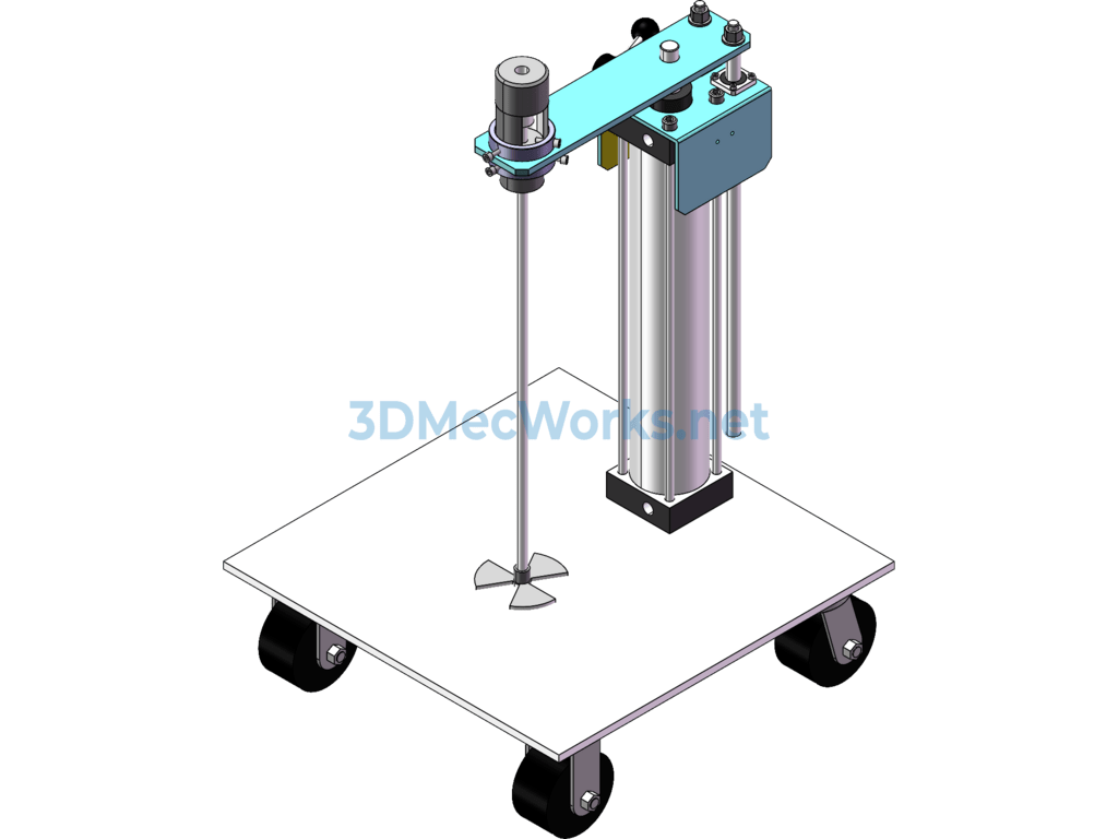Trolley-Type Automatic Lifting Pneumatic Mixer - SolidWorks - Free Download Trolley-Type Automatic Lifting Pneumatic Mixer - Image 4