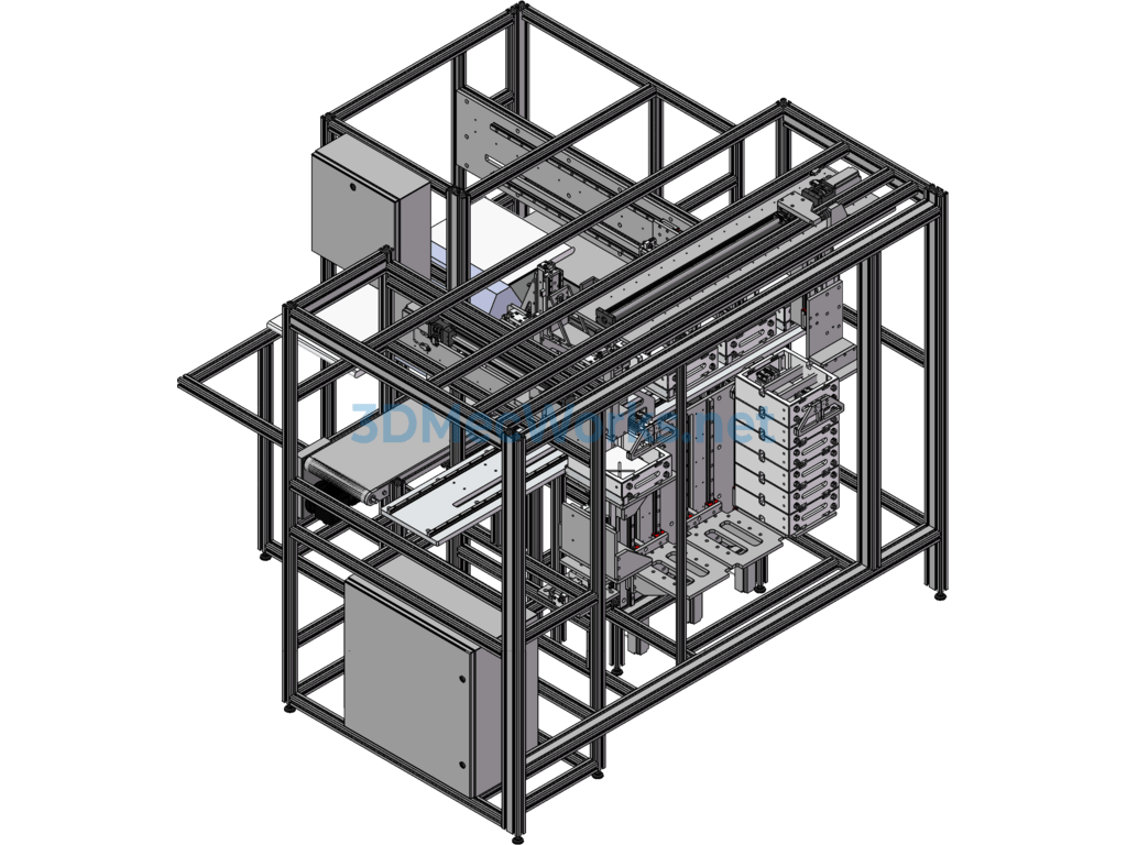 Storage Box Cleaning and Inspection Palletizing and Feeding Machine - SolidWorks - Free Download Storage Box Cleaning and Inspection Palletizing and Feeding Machine - Image 2