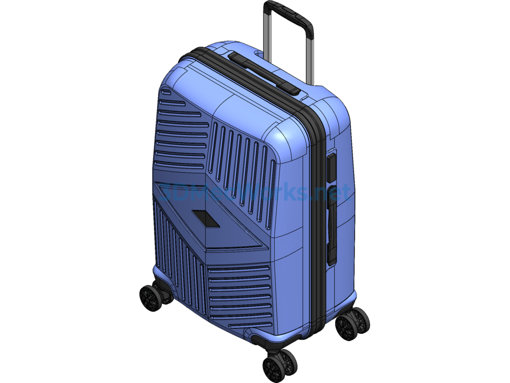 Big Belly Rolling Suitcase - SolidWorks - Free Download Big Belly Rolling Suitcase