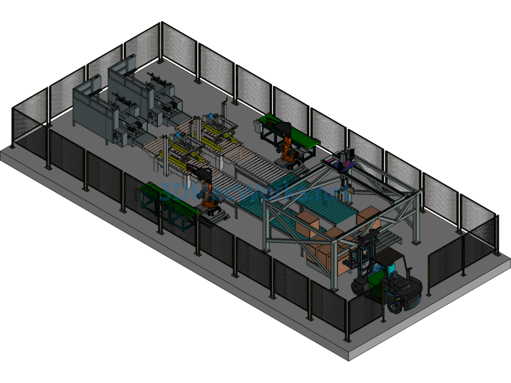 Design of Automated Robot Production Line (unpacking + Packing + Sealing + Palletizing) - Exported - Free Download Design of Automated Robot Production Line (unpacking + Packing + Sealing + Palletizing)