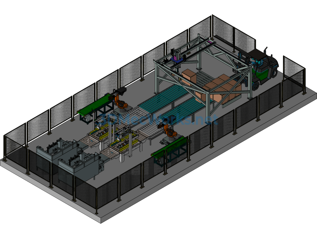 Design of Automated Robot Production Line (unpacking + Packing + Sealing + Palletizing) - Exported - Free Download Design of Automated Robot Production Line (unpacking + Packing + Sealing + Palletizing) - Image 2