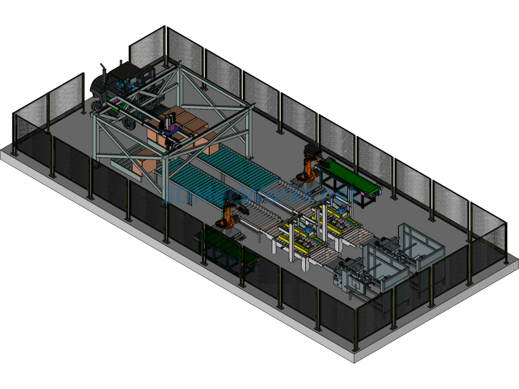 Design of Automated Robot Production Line (unpacking + Packing + Sealing + Palletizing) - Exported - Free Download Design of Automated Robot Production Line (unpacking + Packing + Sealing + Palletizing) - Image 3