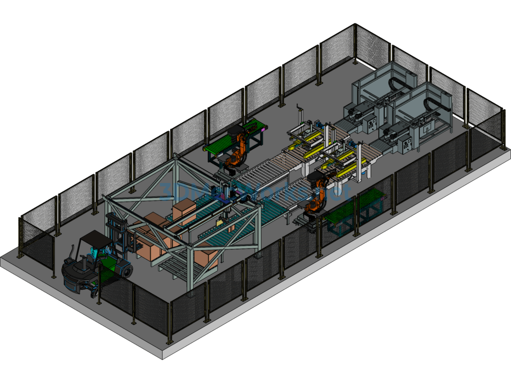 Design of Automated Robot Production Line (unpacking + Packing + Sealing + Palletizing) - Exported - Free Download Design of Automated Robot Production Line (unpacking + Packing + Sealing + Palletizing) - Image 4