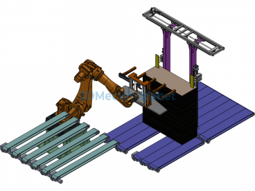Corrugated Cardboard Automatic Feeding Workstation - SolidWorks - Free Download