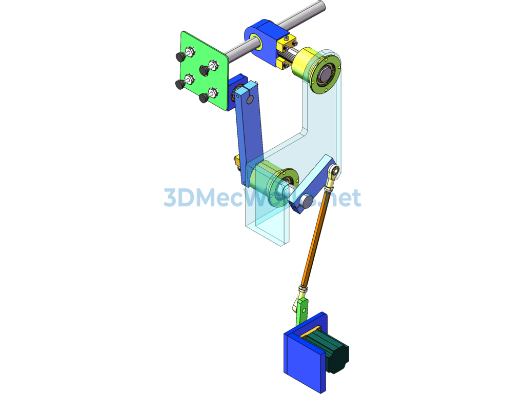 Reciprocating Material Picking, Flipping, and Feeding Mechanism Driven by a Four-Bar Linkage - SolidWorks - Free Download Reciprocating Material Picking, Flipping, and Feeding Mechanism Driven by a Four-Bar Linkage - Image 4
