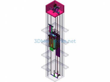 Three-dimensional modeling drawings of a passenger elevator - SolidWorks - Free Download